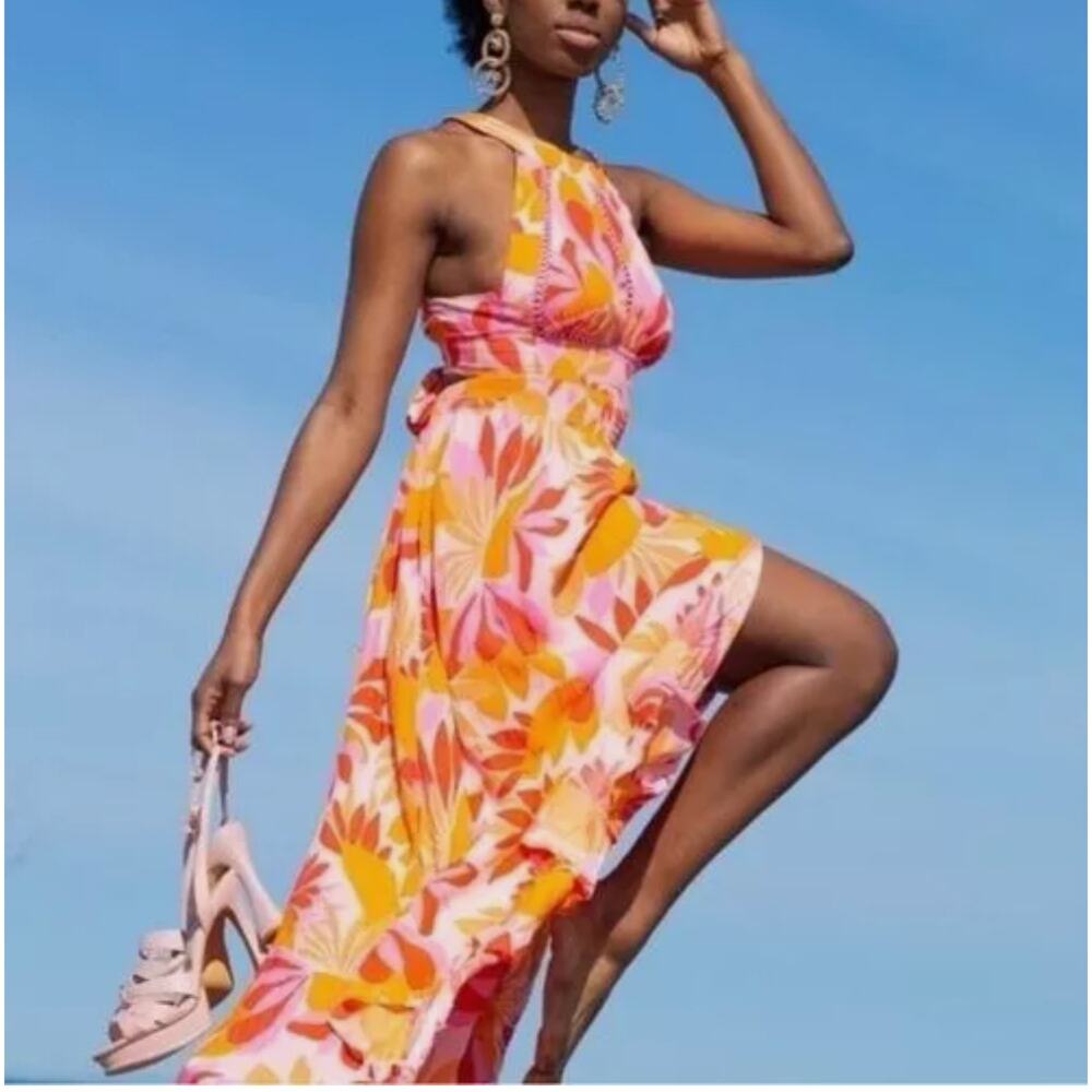Abel the Label Rumi Tropical‎ Maxi Dress Womens Sz Small Wedding Floral Summer